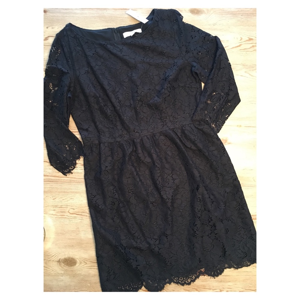 LOFT Black Lace 3/4 Sleeve Dress